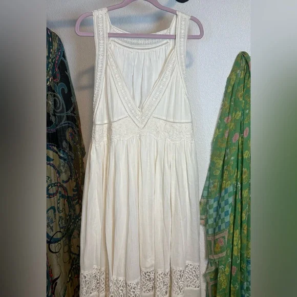 Free People Carla Lace Dress Deep-V Ivory Never Worn Size Small - Picture 8 of 15